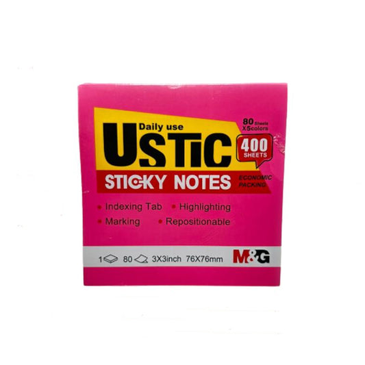 Neon Sticky Notes 3'x3' 400 Sheets 5 Colors YS-494