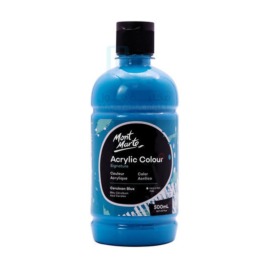 Mont Marte Acrylic Colour Signature 500ml (16.9 US fl.oz) - Cerulean Blue