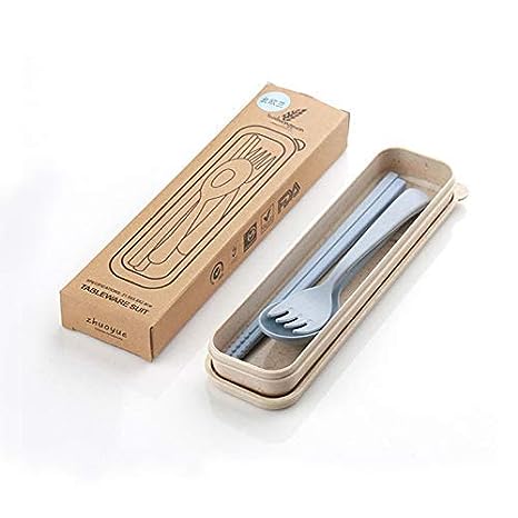 Chopstick, Fork and Spoon Cutlery Set for School, Office and Travel Set of 1 Multicolor