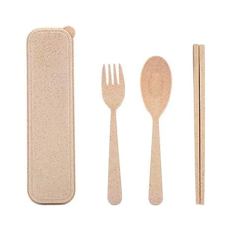 Chopstick, Fork and Spoon Cutlery Set for School, Office and Travel Set of 1 Multicolor