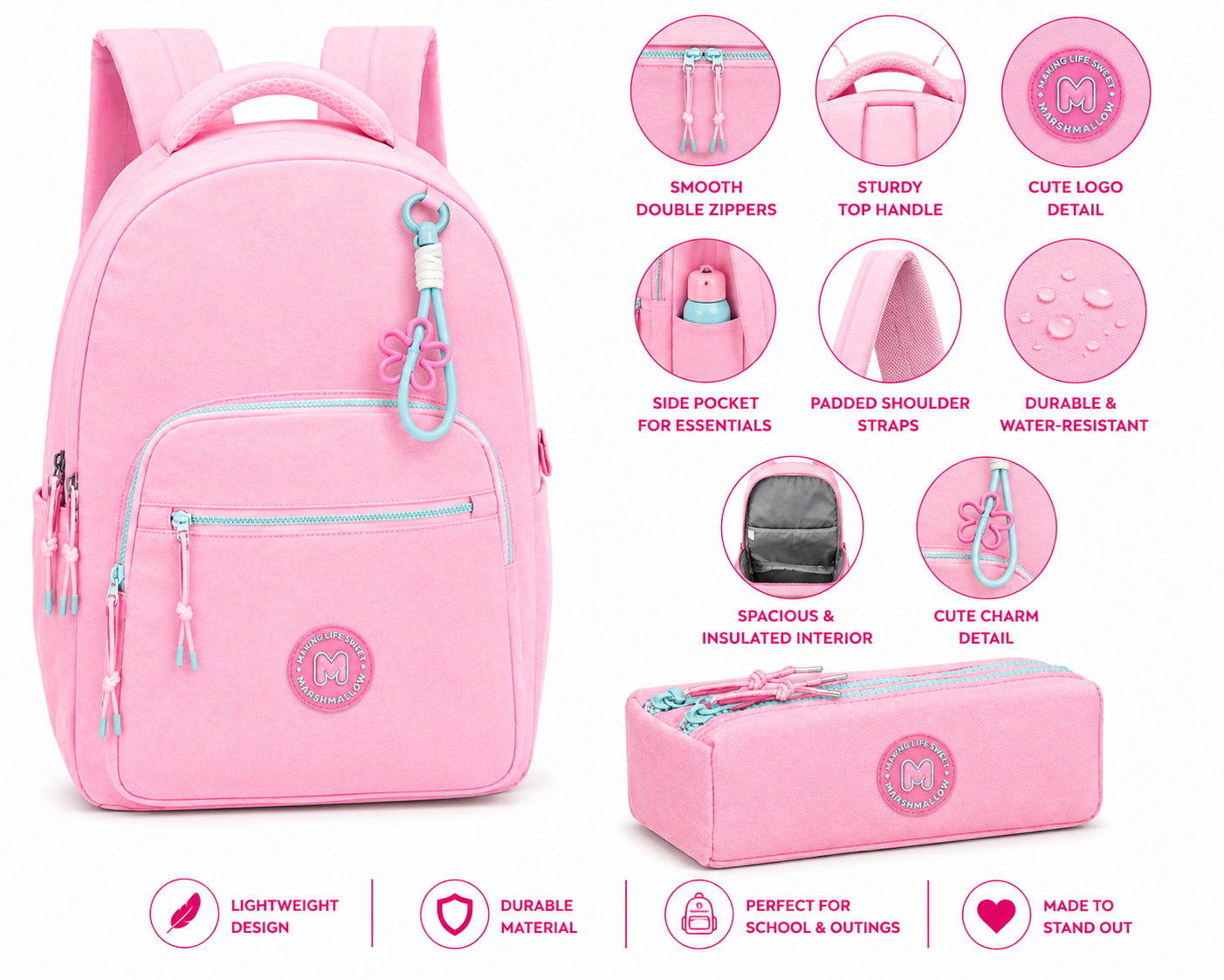 Backpack W/P Marshmallow SWEET GLOW PINK 66080