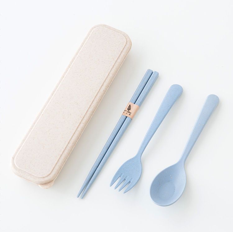 Chopstick, Fork and Spoon Cutlery Set for School, Office and Travel Set of 1 Multicolor