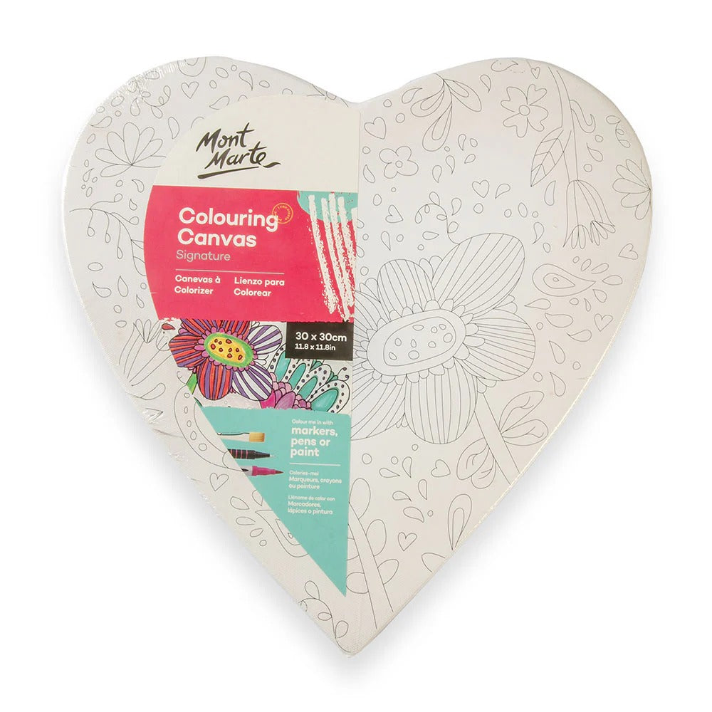 Colouring Canvas 30cm Heart 2 Asstd