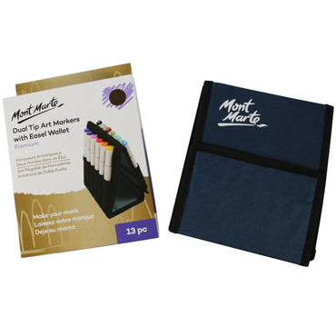 Dual Tip Art Markers with Easel Wallet Premium 13pc