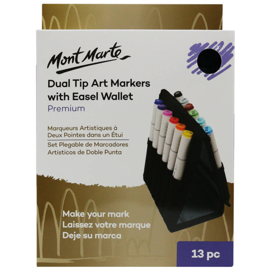 Dual Tip Art Markers with Easel Wallet Premium 13pc