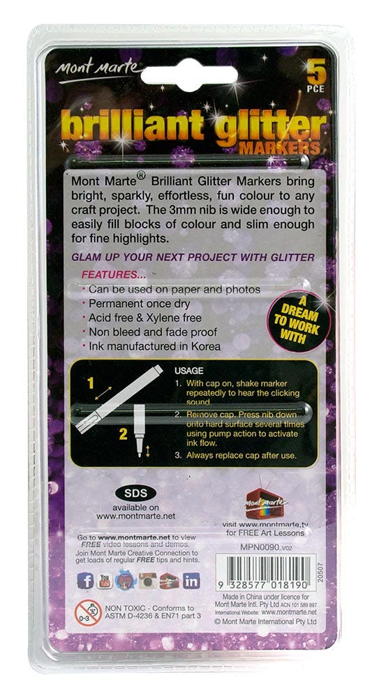 Brilliant Glitter Markers 5pc