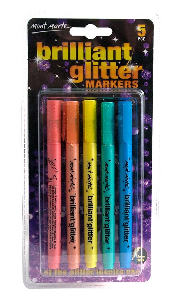 Brilliant Glitter Markers 5pc