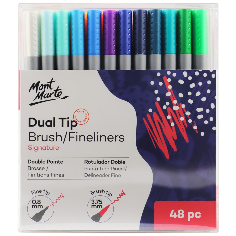 Dual Tip Brush/Fineliners Signature 48pc