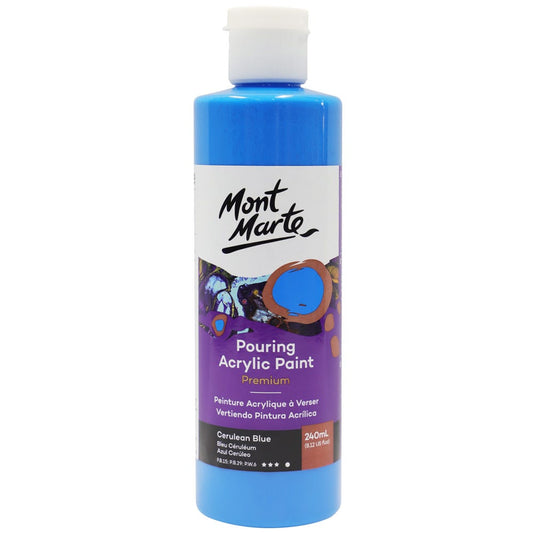 Pouring Acrylic Paint Premium 240ml (8.12 US fl.oz) - Cerulean Blue