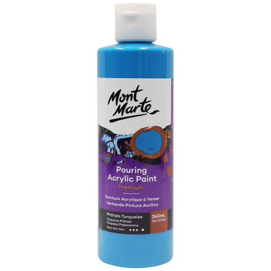 Pouring Acrylic Paint Premium 240ml (8.12 US fl.oz) - Phthalo Turquoise