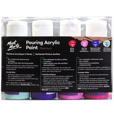 Pouring Acrylic Paint Set Premium 4pc x 60ml (2 US fl.oz) - Aurora