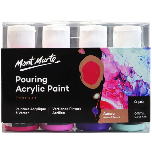 Pouring Acrylic Paint Set Premium 4pc x 60ml (2 US fl.oz) - Aurora