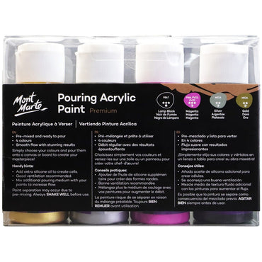 Pouring Acrylic Paint Set Premium 4pc x 60ml (2 US fl.oz) - Cosmic