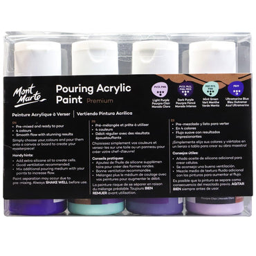 Pouring Acrylic Paint Set Premium 4pc x 60ml (2 US fl.oz) - Ethereal