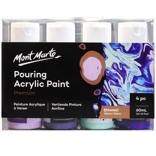 Pouring Acrylic Paint Set Premium 4pc x 60ml (2 US fl.oz) - Ethereal