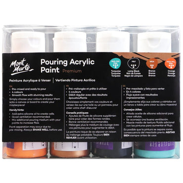 Pouring Acrylic Paint Set Premium 4pc x 60ml (2 US fl.oz) - Symphony
