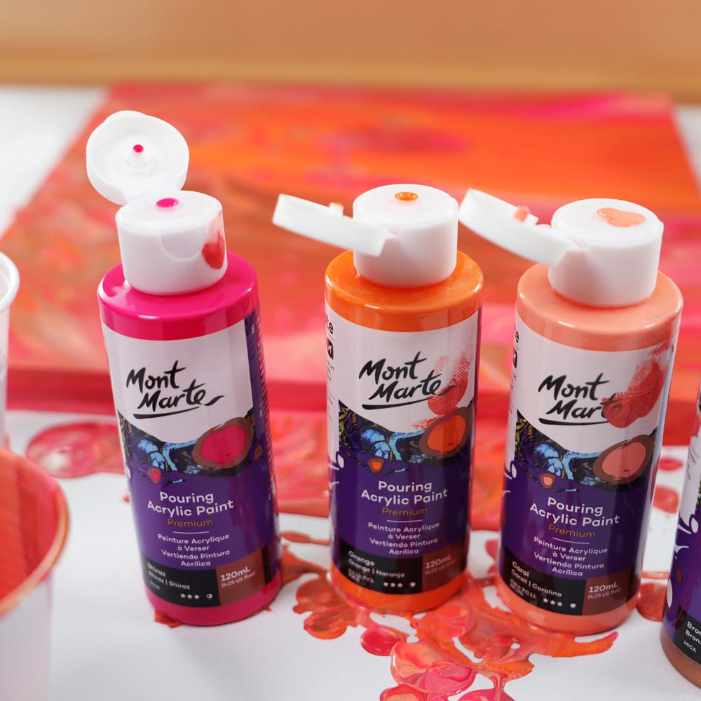 Pouring Acrylic Paint Set Premium 4pc x120ml (4.05 US fl.oz) - Coral
