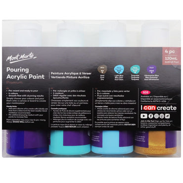 Pouring Acrylic Paint Set Premium 4pc x120ml (4.05 US fl.oz)