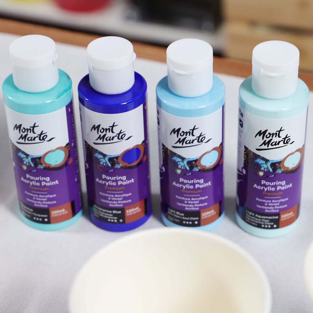 Pouring Acrylic Paint Set Premium 4pc x120ml (4.05 US fl.oz) - Marina