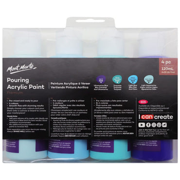 Pouring Acrylic Paint Set Premium 4pc x120ml (4.05 US fl.oz) - Marina