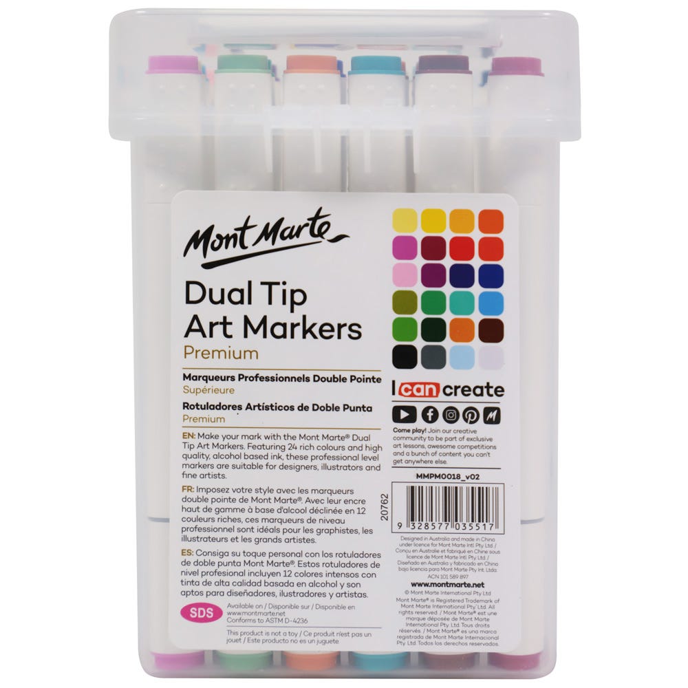 Dual Tip Art Markers in Case Premium 24pc
