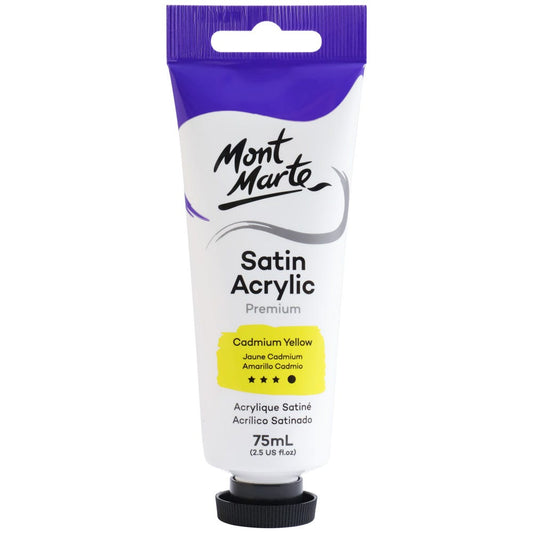 Satin Acrylic Paint Premium 75ml (2.5 US fl.oz) Tube - Cadmium Yellow