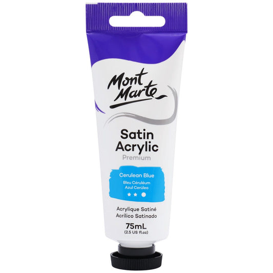 Satin Acrylic Paint Premium 75ml (2.5 US fl.oz) Tube - Cerulean Blue