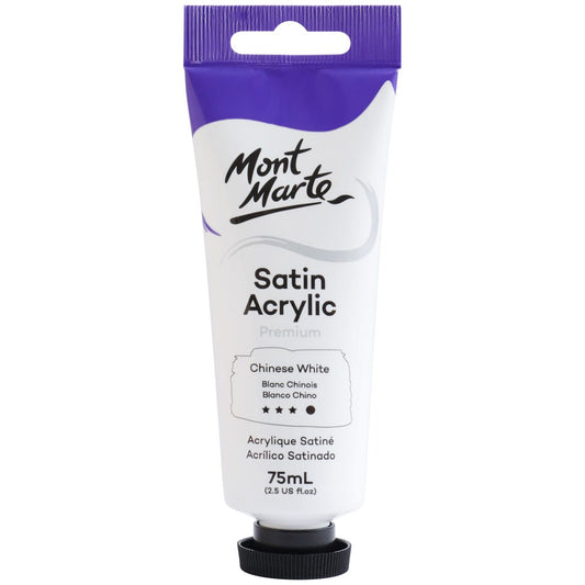 Satin Acrylic Paint Premium 75ml (2.5 US fl.oz) Tube - Chinese White