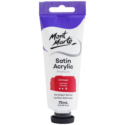 Satin Acrylic Paint Premium 75ml (2.5 US fl.oz) Tube - Crimson SKU: PMSA7510