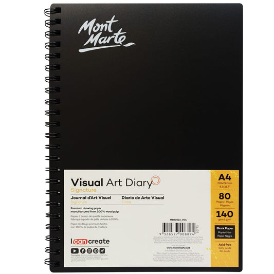 Visual Art Diary Black Signature 140gsm A4 80 Page