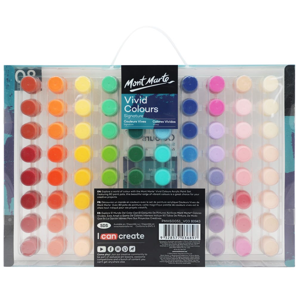 Vivid Colours Acrylic Paint Set Signature 80pc x 3.5ml (0.1 US fl.oz)