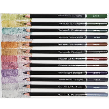 Watersoluble Earth Tones Coloured Graphite Pencils Signature 12pc