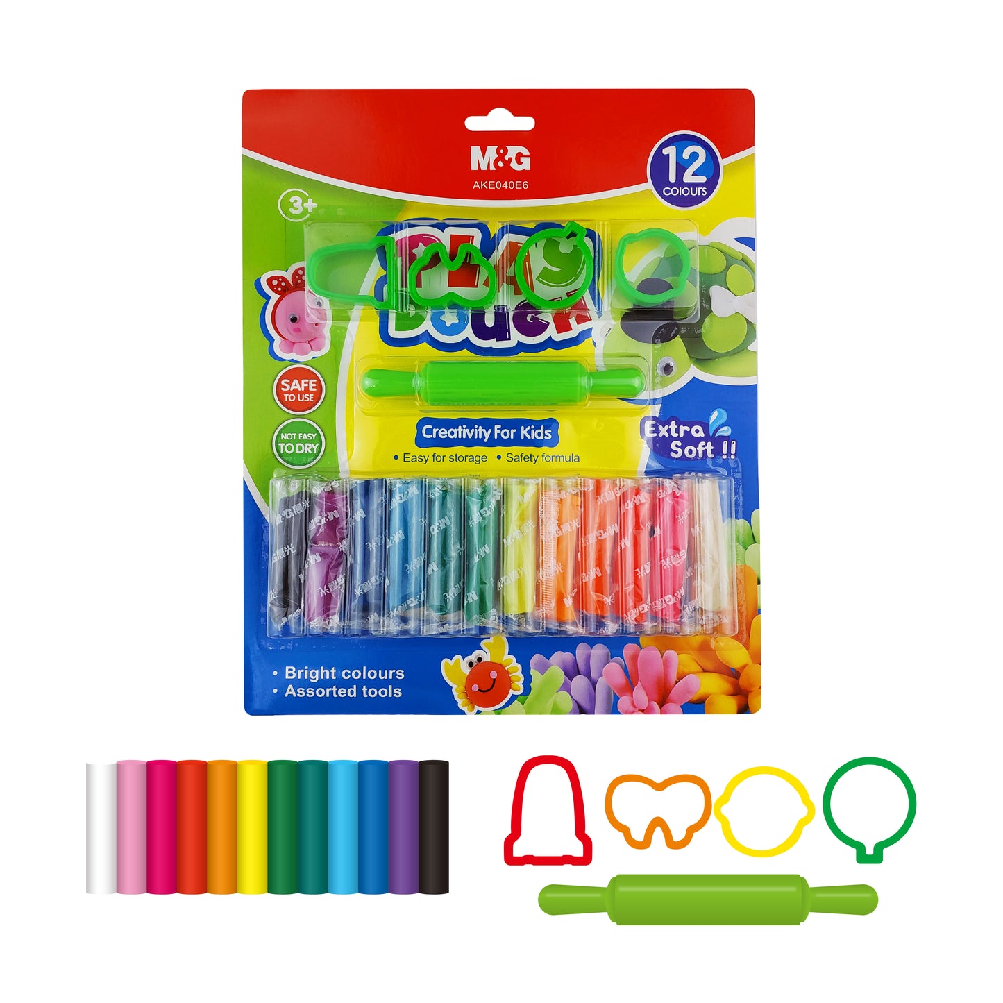 مجموعة طين تشكيلي من M&amp;G Play Dough Blistering - 12 لونًا