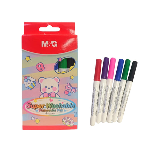 M&G Ergo Super Washable Water Colour Pen 6 Colour