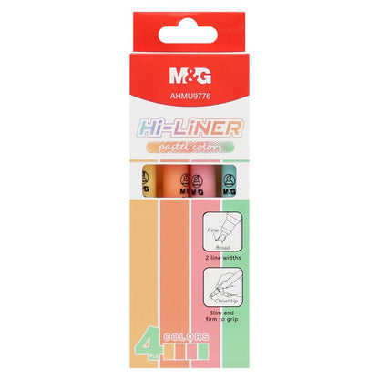 M&G Hi-Liner Highlight Pen - 4 Pastel Colors Set