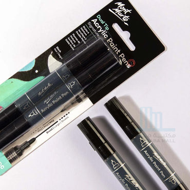 Mont Marte Dual Tip Acrylic Paint Pens Signature Black 2pc