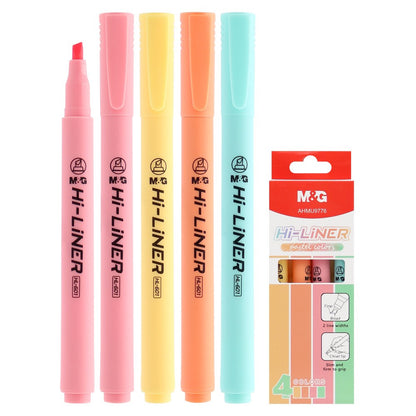 M&G Hi-Liner Highlight Pen - 4 Pastel Colors Set
