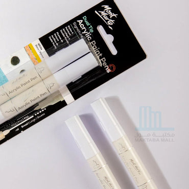 Mont Marte Dual Tip Acrylic Paint Pens Signature White 2pc