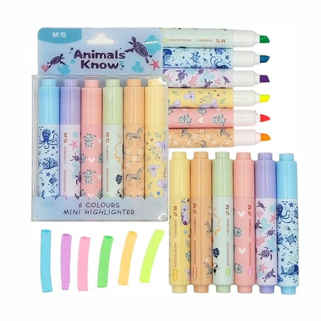 M&G Animals Know Mini Highlighter - 6Colors