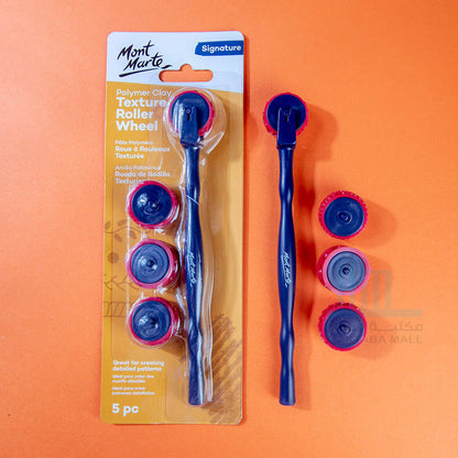 Mont Marte Polymer Clay Textured Roller Wheel Signature 5pc