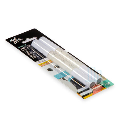 Mont Marte Dual Tip Acrylic Paint Pens Signature White 2pc