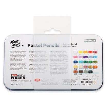 Mont Marte Pastel Pencils 24pc in Tin Box