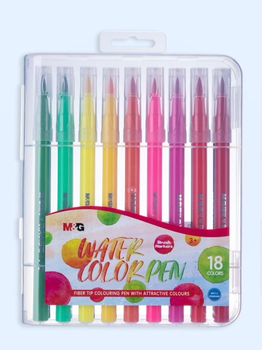 M&G Soft Brush Water Color Pen Washable - 18 Colors