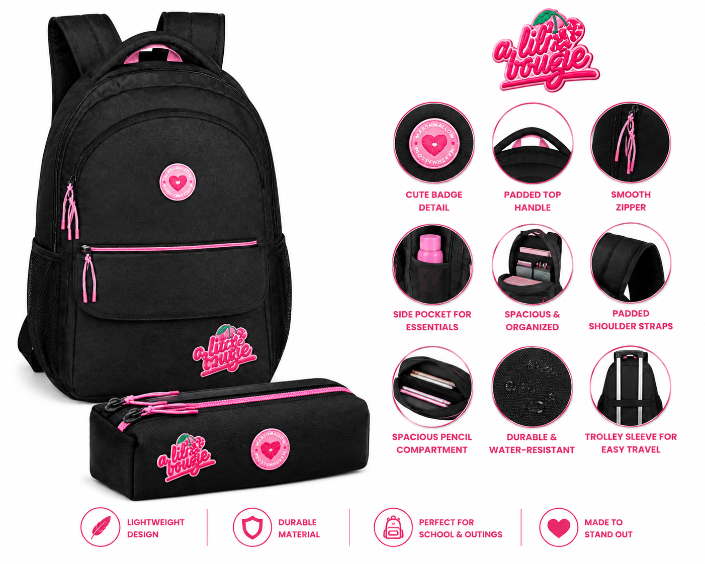Backpack W/P Marshmallow DISCO CHERRY 66178