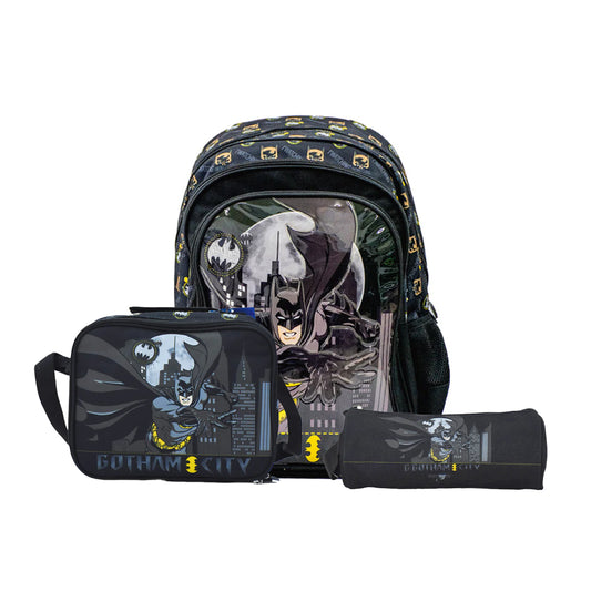 BATMAN 14" Backpack with Lunch Bag and Pencil Case - NMBTM0005