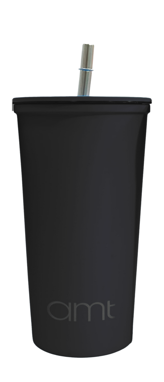 AMT Flat Glass Water Bottle Black UN-M05630A (630ml)