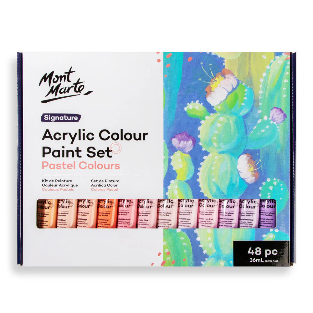 Mont Marte Acrylic Colour Pastel Colours 48pc x 36ml