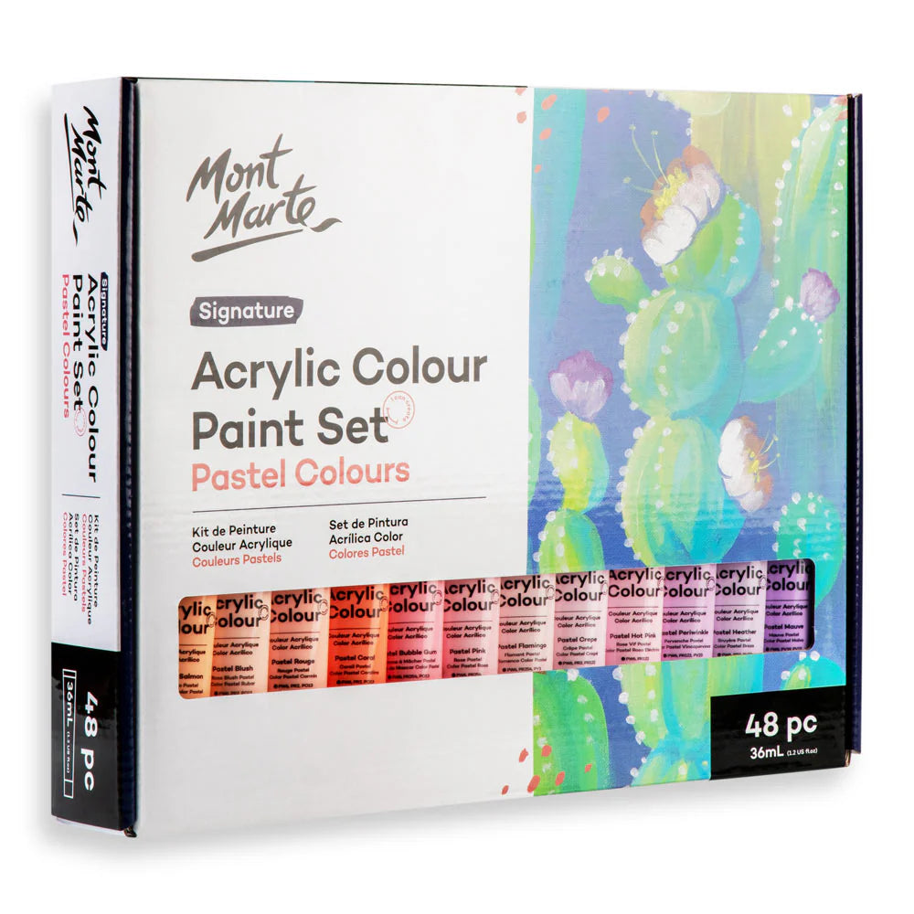 Mont Marte Acrylic Colour Pastel Colours 48pc x 36ml