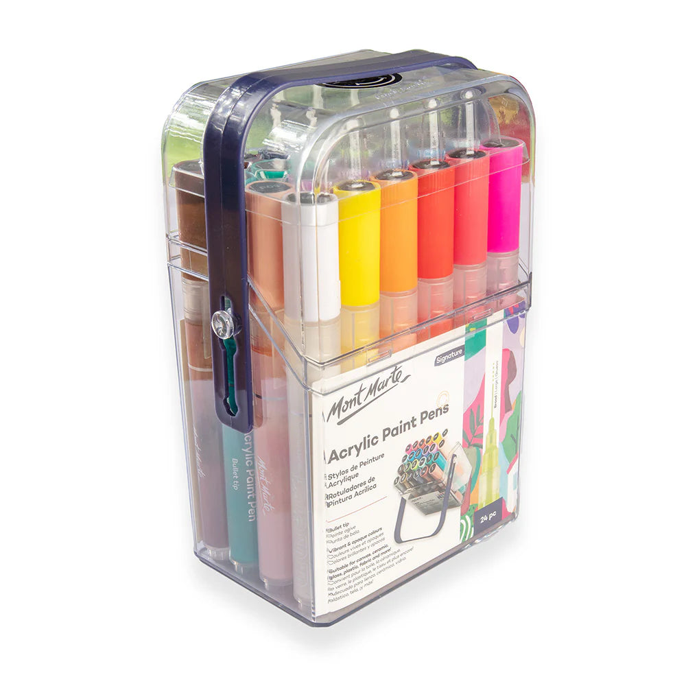 Mont Marte Acrylic Paint Pens Broad Tip in case 24pc