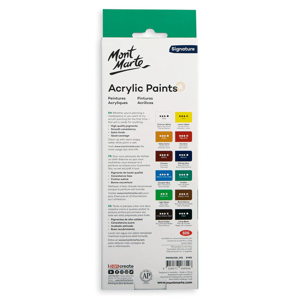 MM Acrylic Paint Set 12pc x 8ml